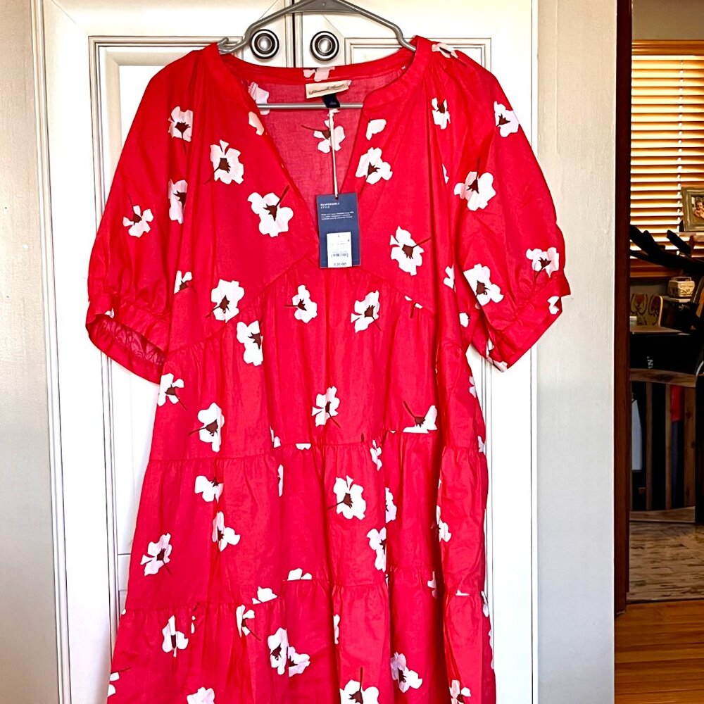 Women's Puff Elbow Sleeve Crinkle Tiered Mini Dress - Universal Thread, Size L